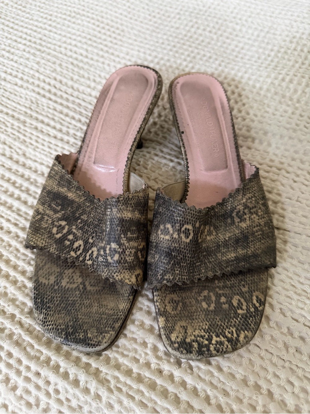Donald J. Pliner Snake-Print Slip-On Mules with Pink Insole